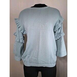 Vila Milano Glacier Blue Ruffle Bell Layer 3/4 Sleeve Sweater Size Large